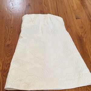J. Crew White Strapless Floral Dress